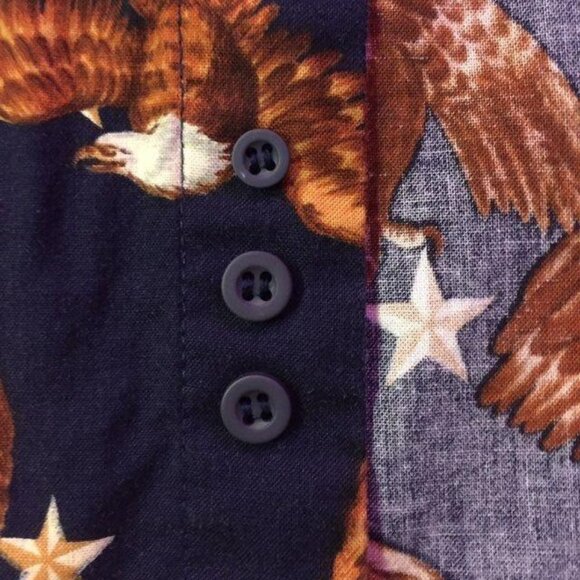 Roper Western Shirt Men’s L Bald Eagle Print Button Down Navy USA Cotton - Picture 7 of 12